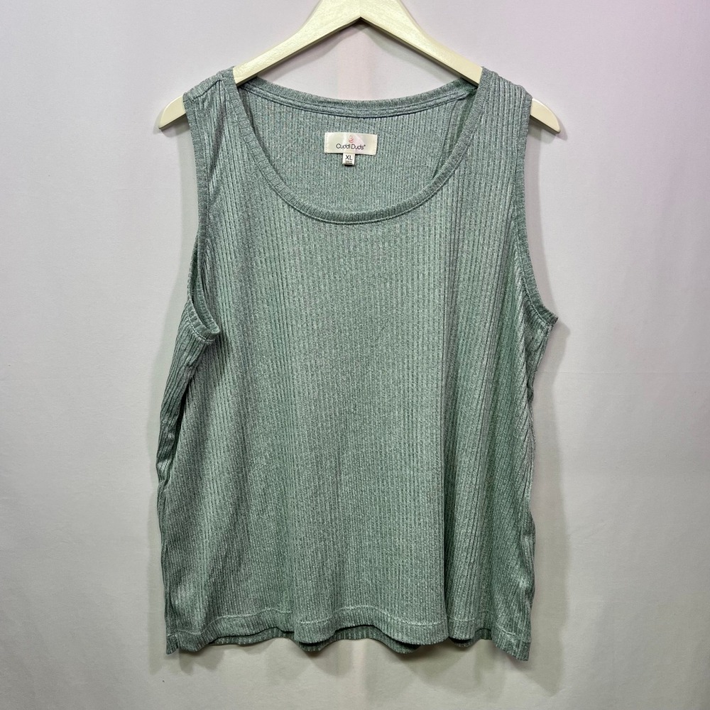 Cuddl Duds Womens XL Sage Green Ribbed 3 Piece Lounge Set Cardigan Tank Pants - Picture 4 of 10
